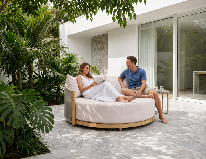 Goldfinch Outdoor Aluminium and Rope Round Daybed