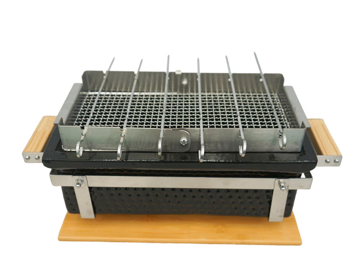 Hibachi Tabletop BBQ Grill With Skewer Rack - Rectangle