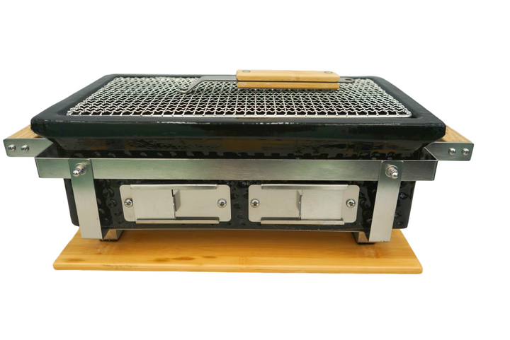 Hibachi Tabletop BBQ Grill With Skewer Rack - Rectangle