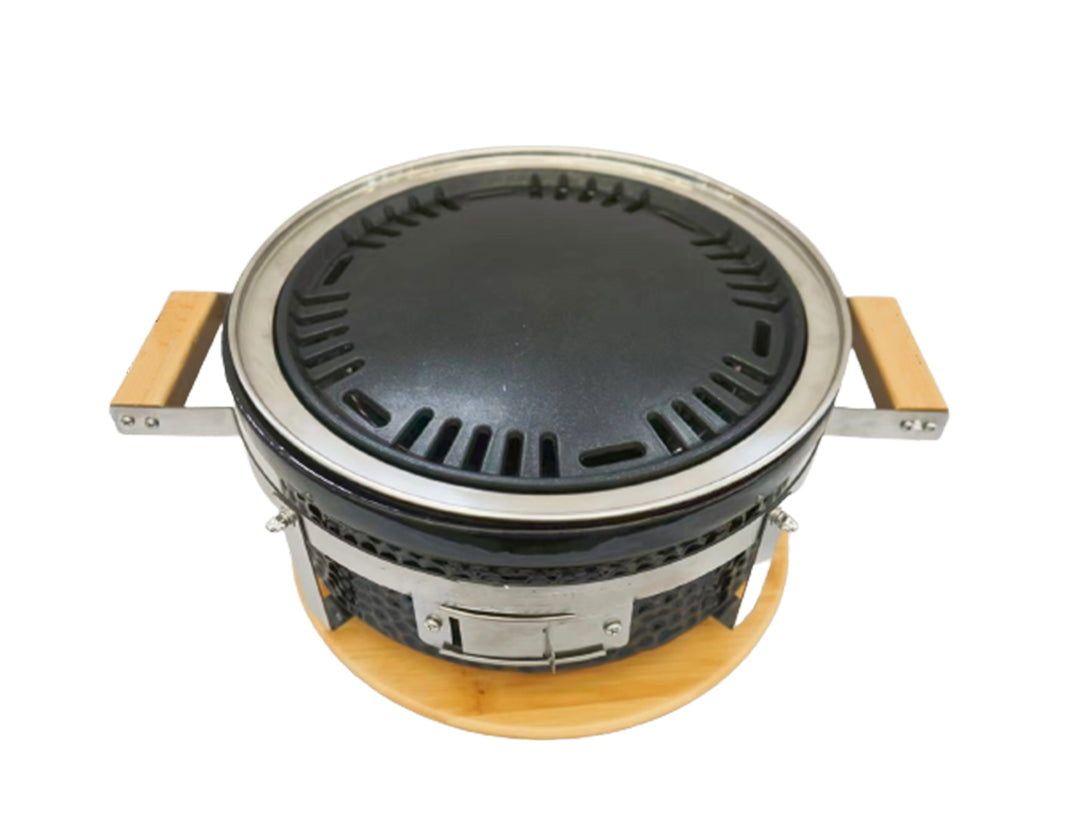 Hibachi Tabletop BBQ Grill with Searing Plate & Oil Tray - Round
