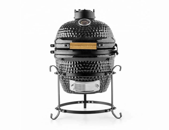 13 - Inch Kamado Ceramic Charcoal Grill With Bonus Accessory Pack, Colour: Black,