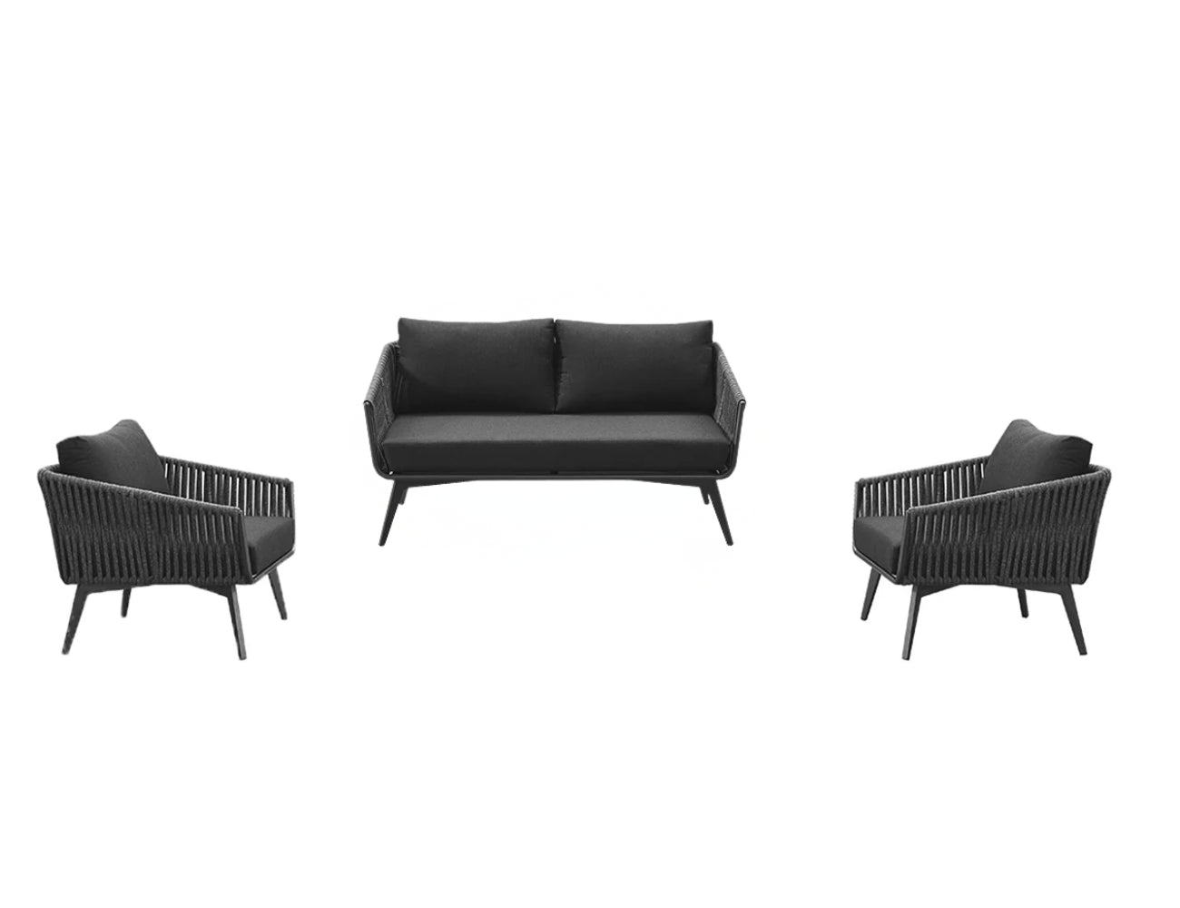 Kereru Aluminium and Rope Outdoor Loveseat Sofa Set