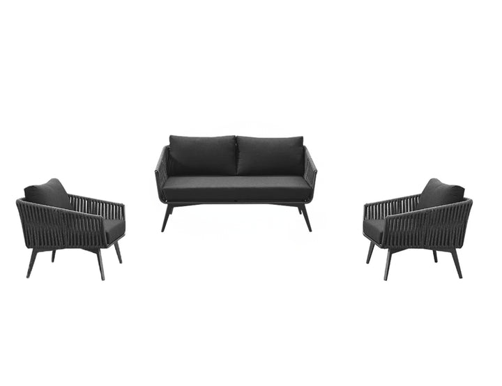 Kereru Aluminium and Rope Outdoor Loveseat Sofa Set