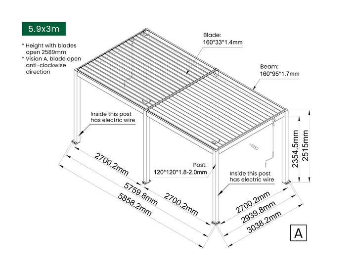 Caspian Manual Freestanding Louvre Roof