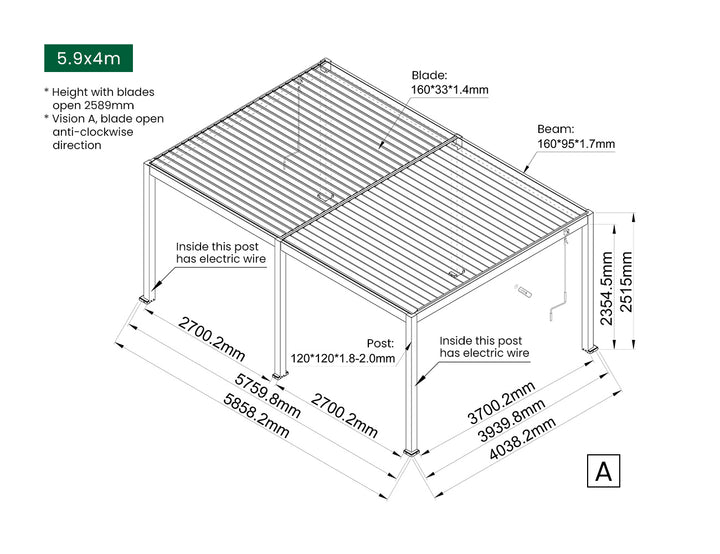 Caspian Manual Freestanding Louvre Roof