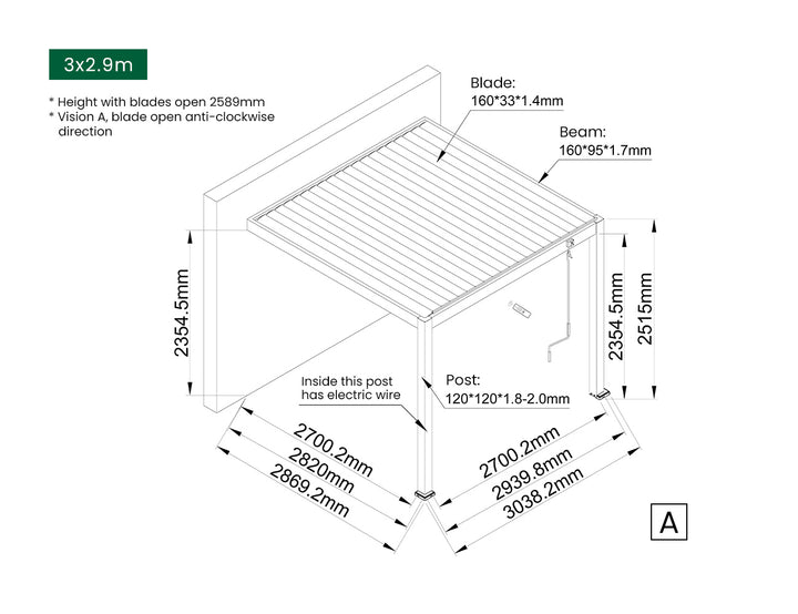 Caspian Manual Wall Mounted Louvre Roof