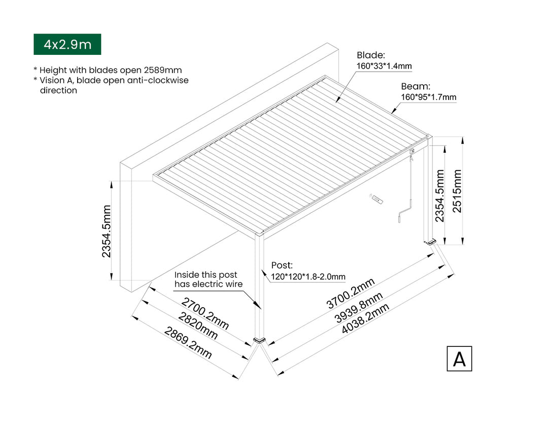 Caspian Manual Wall Mounted Louvre Roof