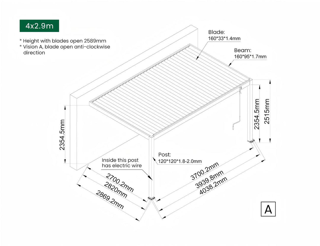 Caspian Manual Wall Mounted Louvre Roof