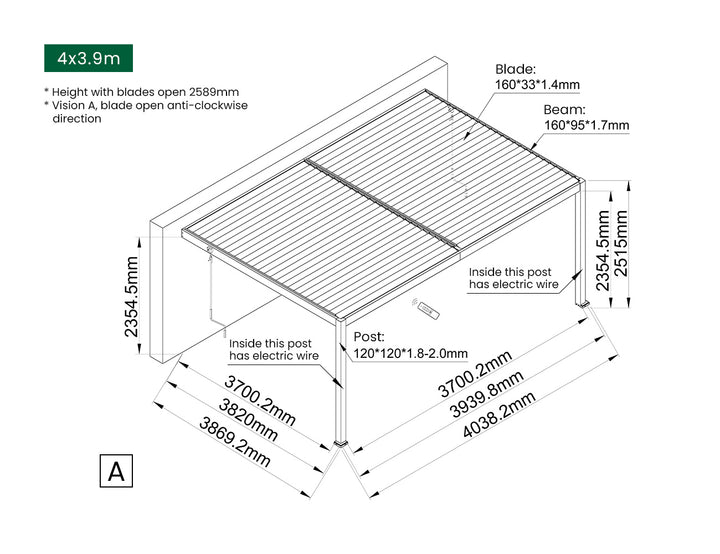 Caspian Manual Wall Mounted Louvre Roof