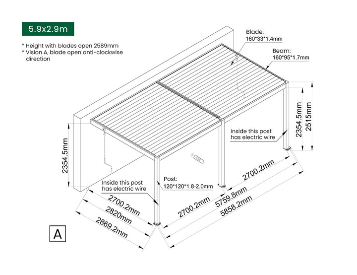 Caspian Manual Wall Mounted Louvre Roof