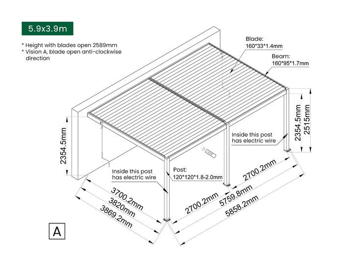 Caspian Manual Wall Mounted Louvre Roof