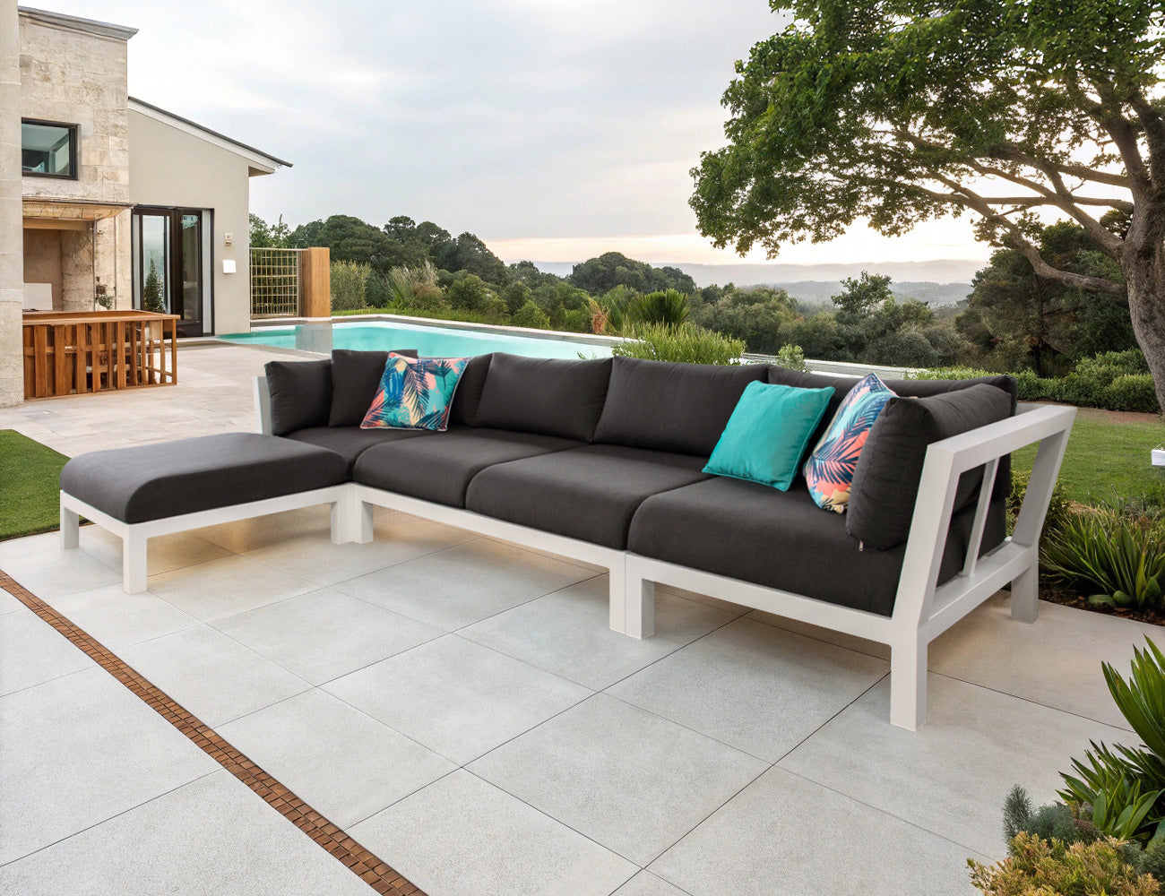 Newport Aluminium Outdoor Corner Chair, Colour: Grey