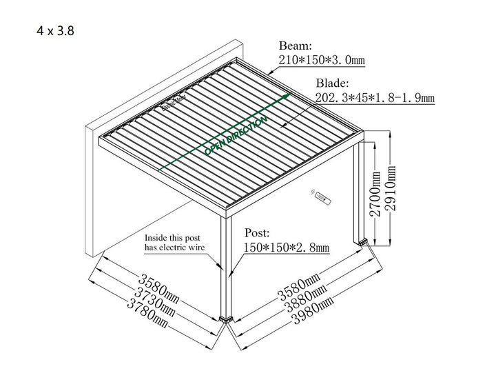 Pacific Motorised Wall Mounted Louvre Roof