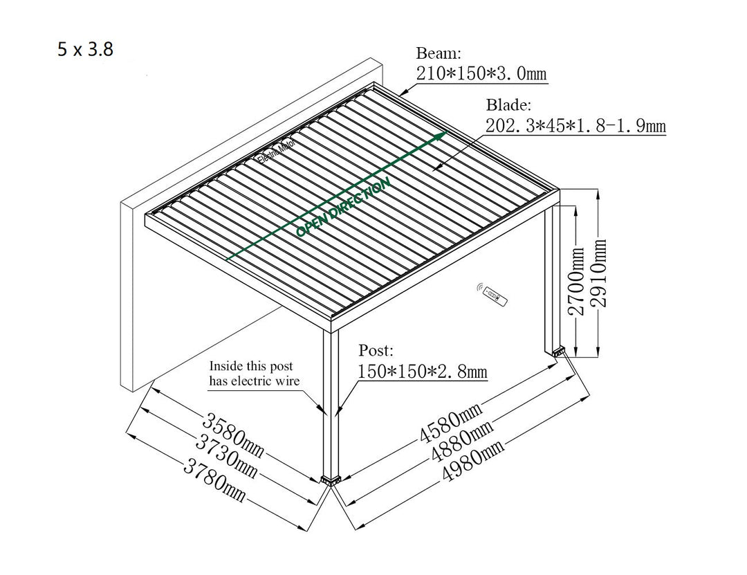 Pacific Motorised Wall Mounted Louvre Roof