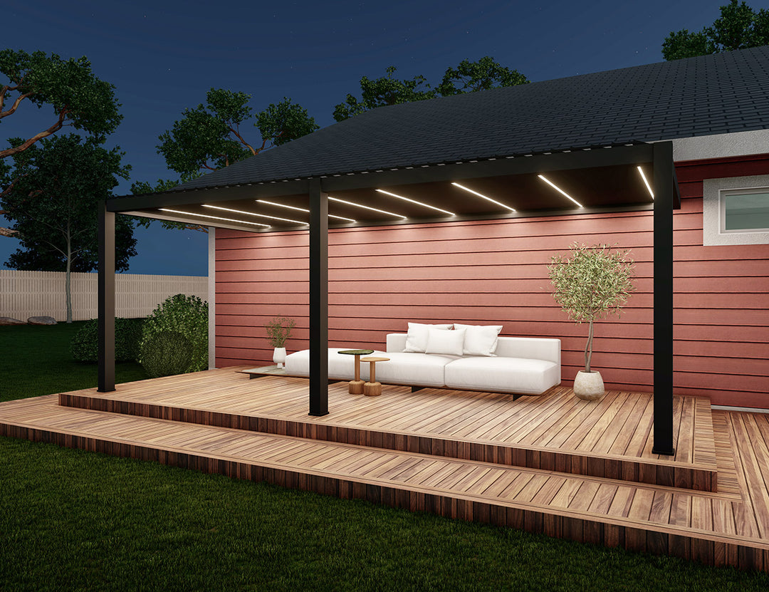 Baltic Motorised Wall Mounted Louvre Roof Aluminium Pergola