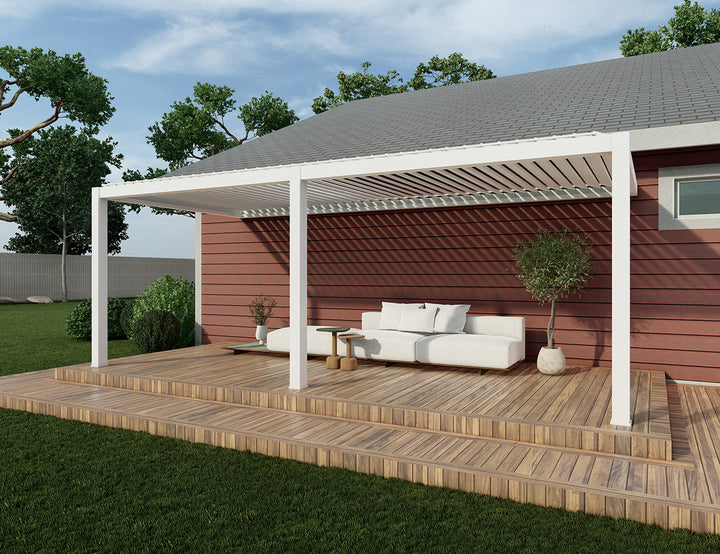 Baltic Motorised Wall Mounted Louvre Roof Aluminium Pergola