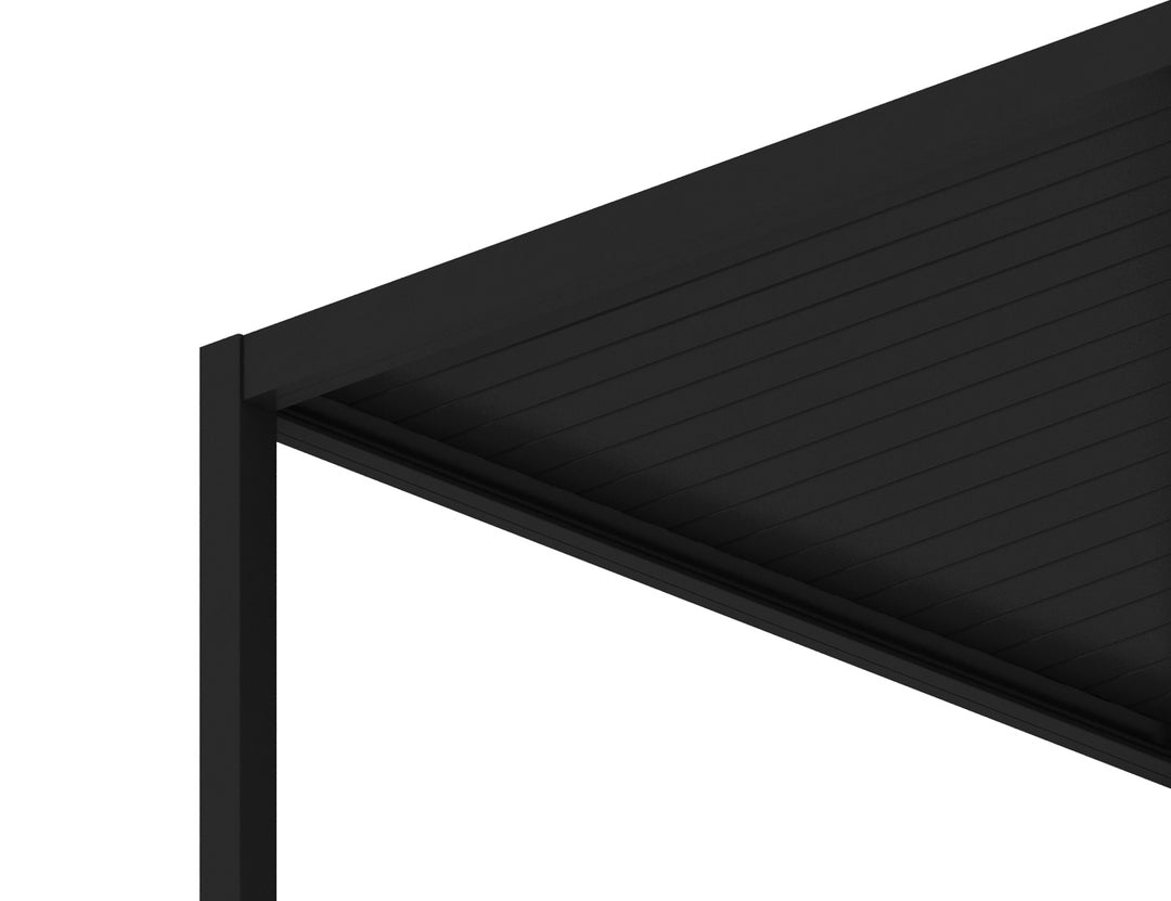 Draft Hekerua Manual Wall Mounted Louvre Roof Aluminium Pergola, Size: 3 x 3m, Colour: Black