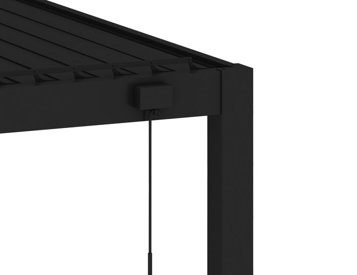 Draft Hekerua Manual Wall Mounted Louvre Roof Aluminium Pergola, Size: 3 x 3m, Colour: Black