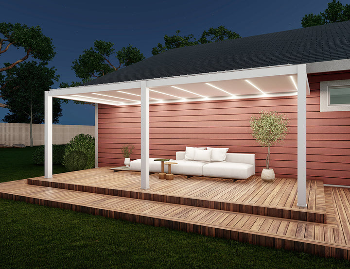 Baltic Motorised Wall Mounted Louvre Roof Aluminium Pergola