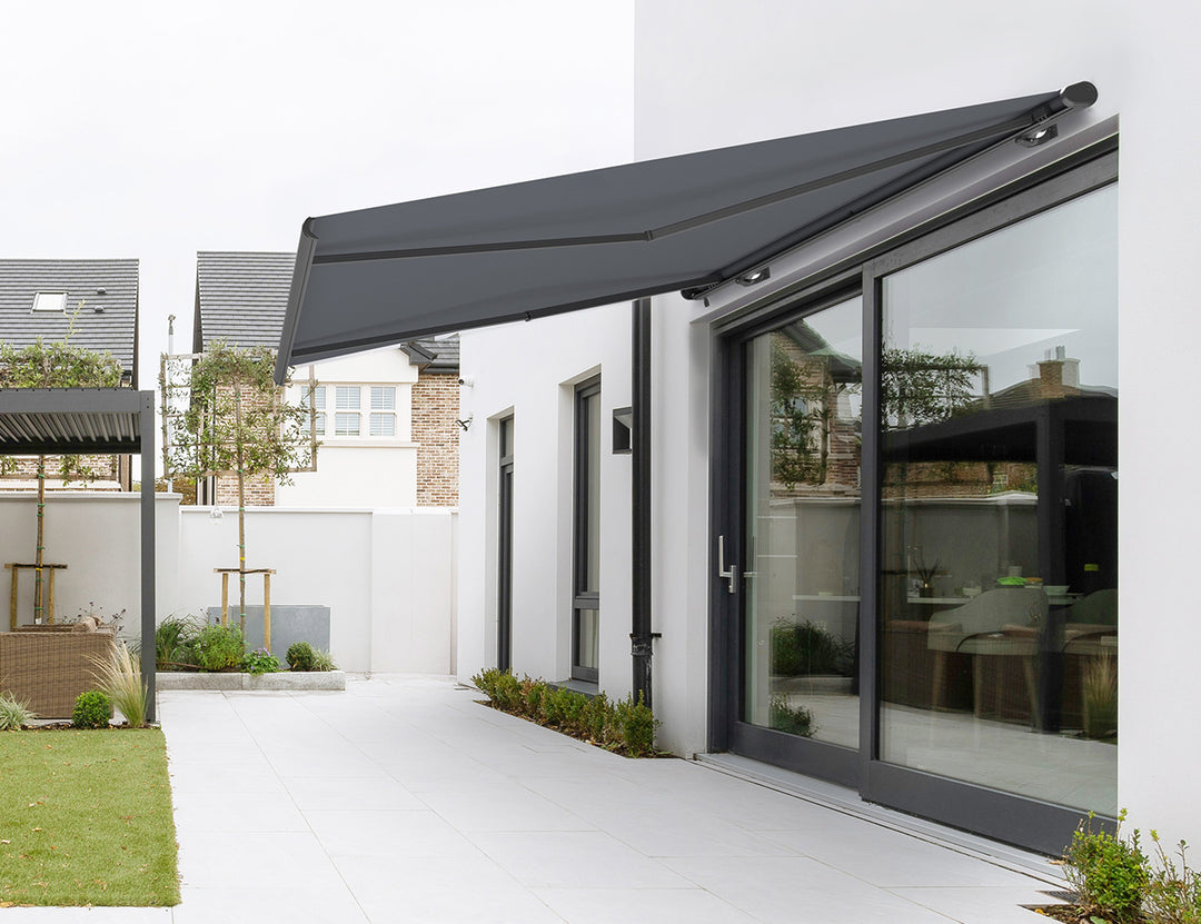 Rainier Full Cassette Motorised Retractable Awning, Size: 4 x 2.5m, Colour: Dark Grey+Dark Grey