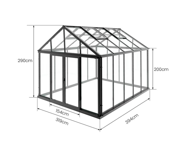 Olympus Glasshouse Size: 3.94 x 3.19 x 2.9m