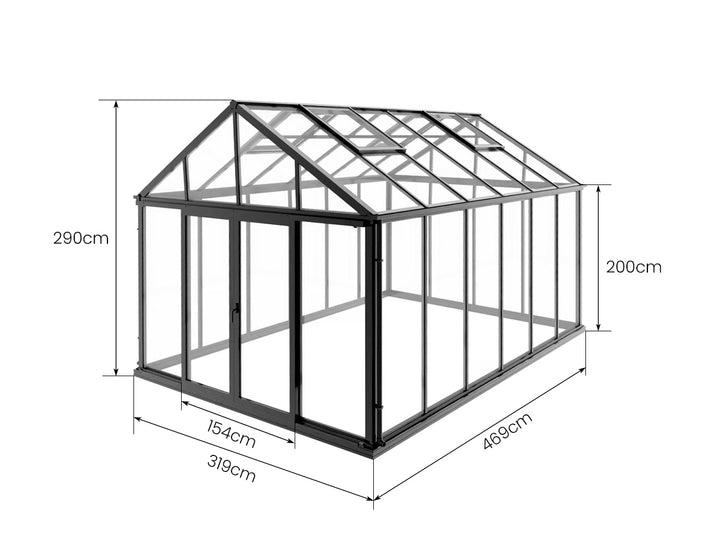 Olympus Glasshouse Size: 3.94 x 3.19 x 2.9m