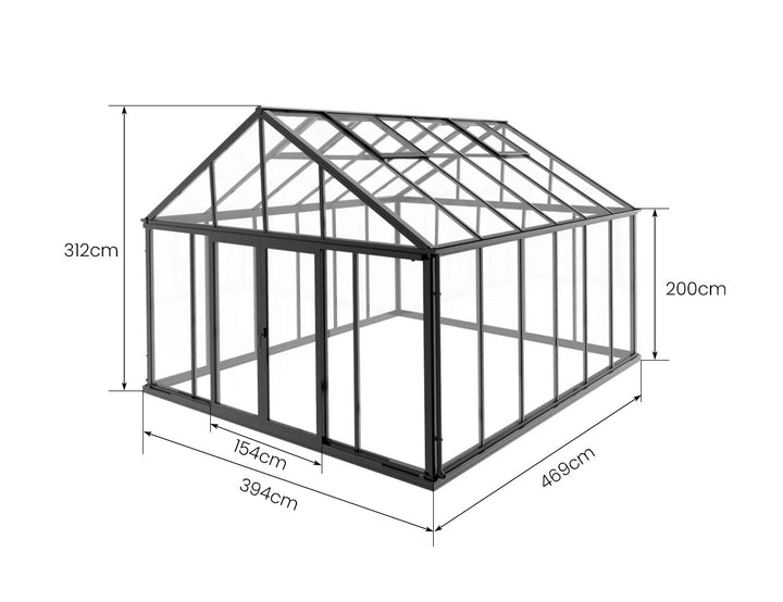 Olympus Glasshouse Size: 3.94 x 3.19 x 2.9m