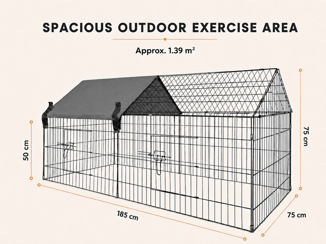 Outdoor Small Animal Playpen with Sun Shade (185 x 75 x 75cm)