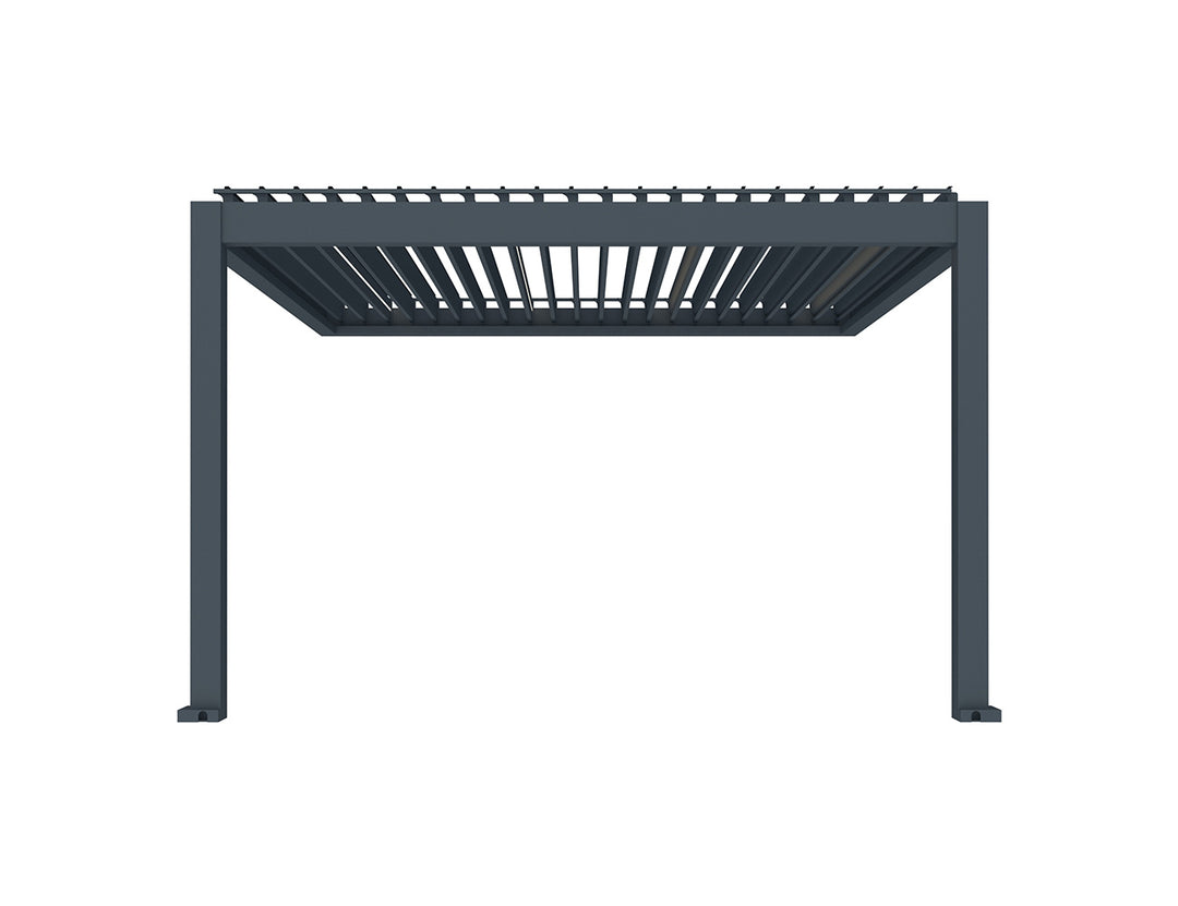 Tasman Motorised Wall Mounted Louvre Roof Aluminium Pergola, Size: 4 x 3.8m, Colour: Charcoal