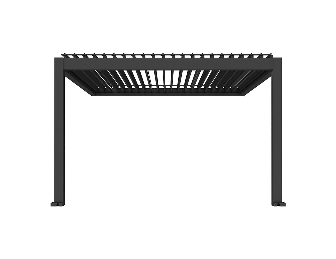 Tasman Motorised Wall Mounted Louvre Roof Aluminium Pergola, Size: 4 x 3.8m, Colour: Charcoal