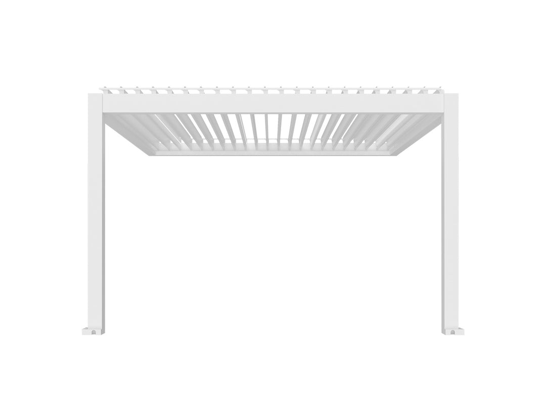 Tasman Motorised Wall Mounted Louvre Roof Aluminium Pergola, Size: 4 x 3.8m, Colour: Charcoal