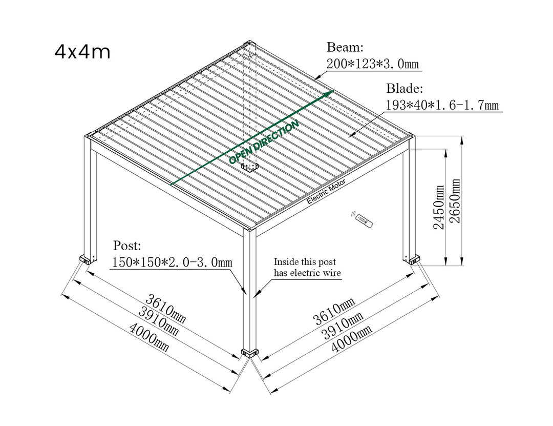 Tasman Motorised Freestanding Louvre Roof