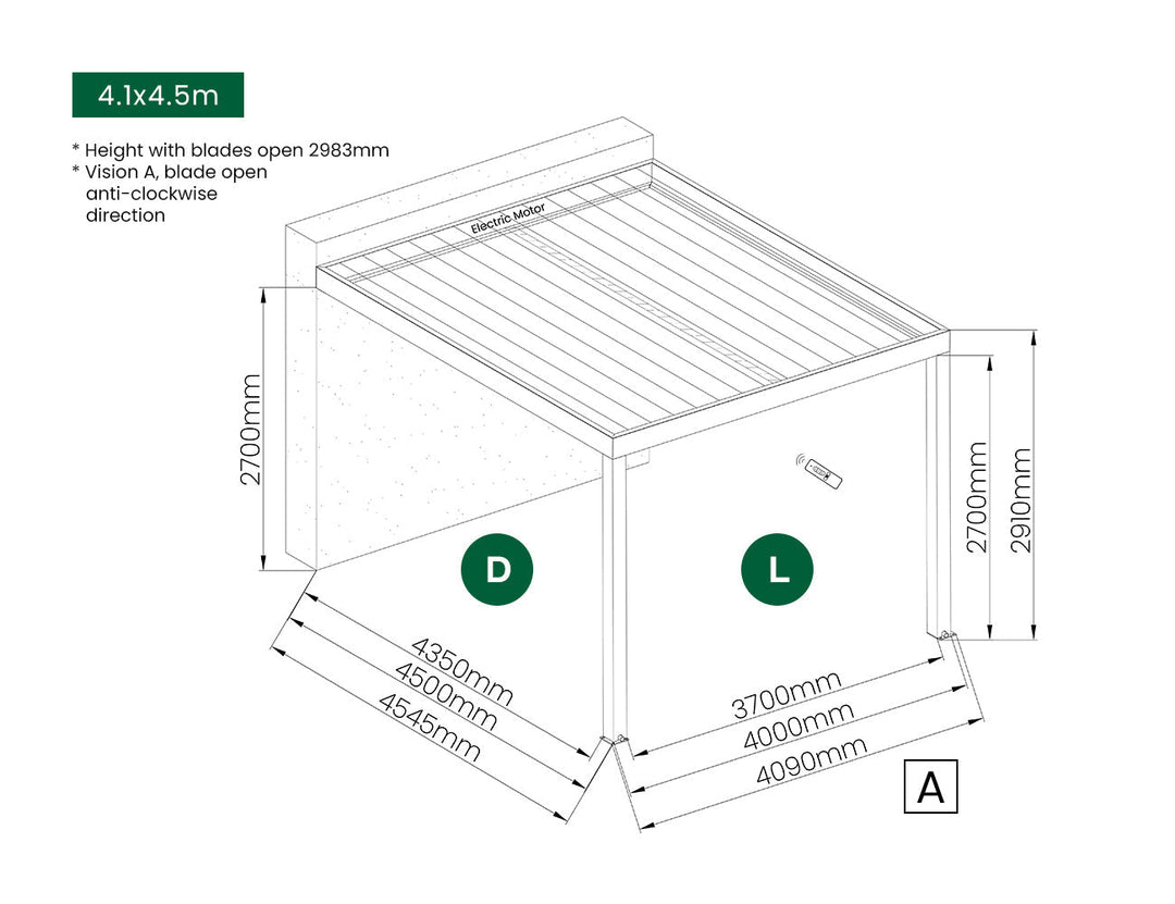 Manual PVC Blind For Pacific Wall Mounted Pergola