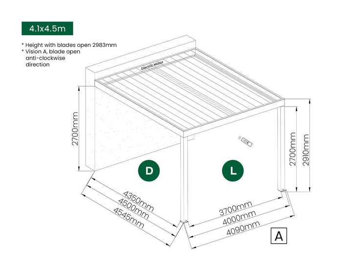 Manual PVC Blind For Pacific Wall Mounted Pergola