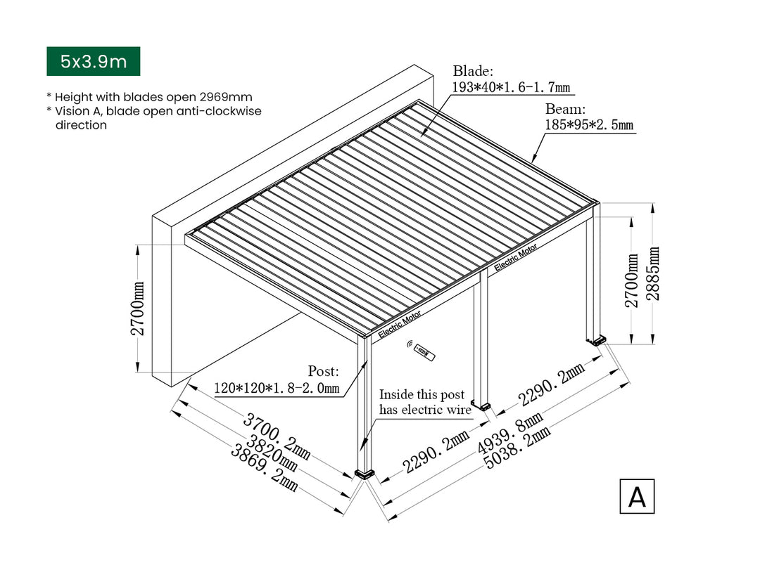 Caribbean Motorised Wall Mounted Louvre Roof Aluminium Pergola