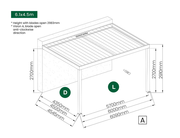 Motorised Blind For Pacific Wall Mounted Pergola