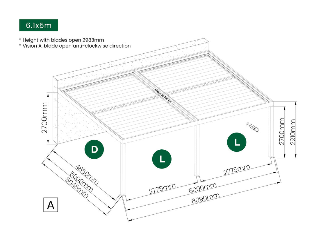 Manual PVC Blind For Pacific Wall Mounted Pergola