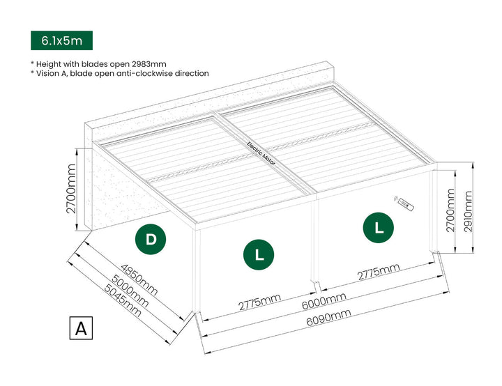 Manual PVC Blind For Pacific Wall Mounted Pergola
