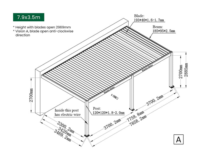 Caribbean Motorised Wall Mounted Louvre Roof Aluminium Pergola