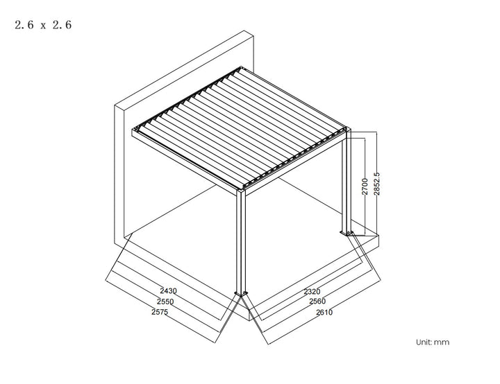 Baltic Manual Wall Mounted Louvre Roof Aluminium Pergola