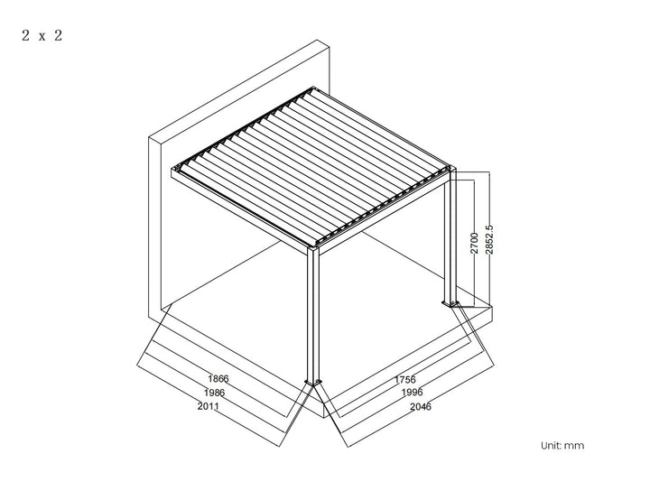 Baltic Motorised Wall Mounted Louvre Roof Aluminium Pergola