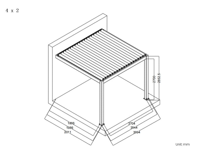 Baltic Manual Wall Mounted Louvre Roof Aluminium Pergola