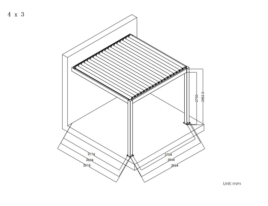 Baltic Motorised Wall Mounted Louvre Roof Aluminium Pergola