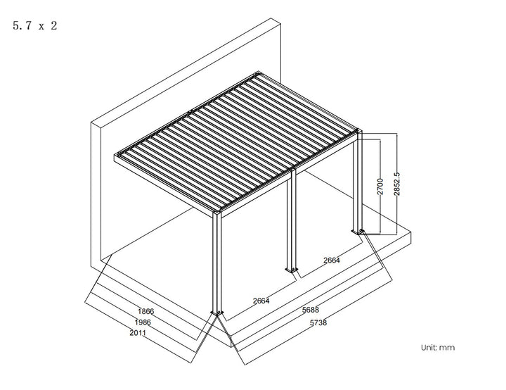 Baltic Motorised Wall Mounted Louvre Roof Aluminium Pergola