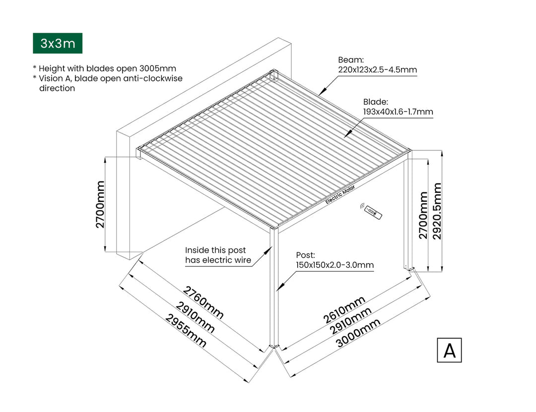 Tasman Motorised Wall Mounted Louvre Roof