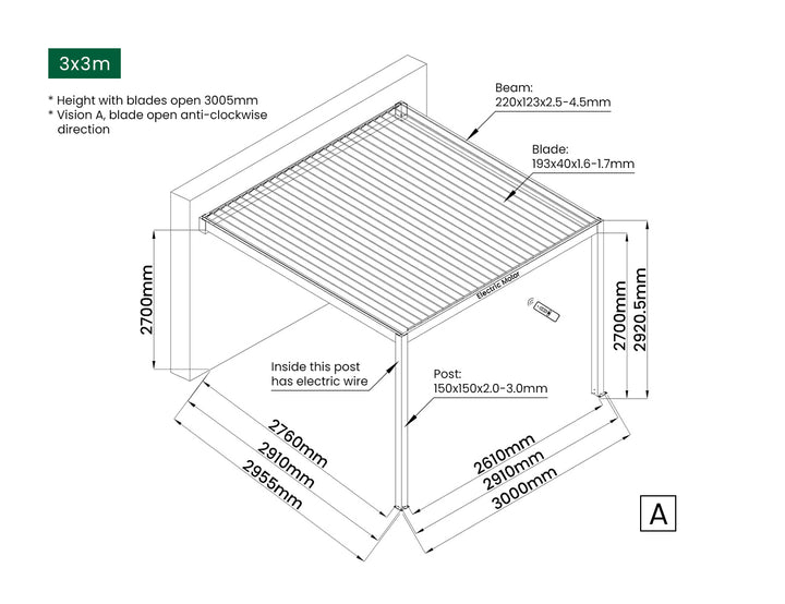 Tasman Motorised Wall Mounted Louvre Roof