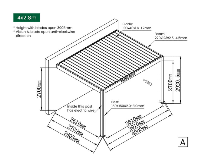 Tasman Motorised Wall Mounted Louvre Roof Aluminium Pergola
