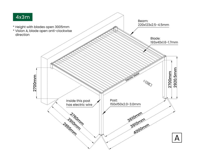 Tasman Motorised Wall Mounted Louvre Roof