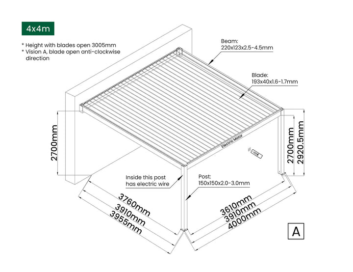 Tasman Motorised Wall Mounted Louvre Roof