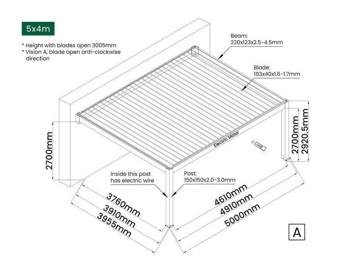 Tasman Motorised Wall Mounted Louvre Roof